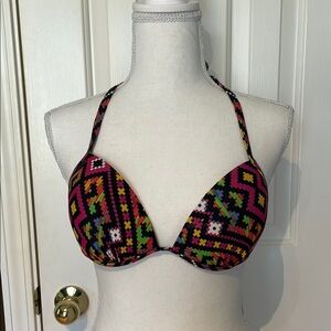 Xhilaration Colorful Geometric Bikini Top